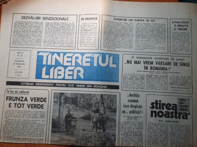 tineretul liber 25 februarie 1990-art&amp;quot;nu mai vrem varsare de sange in romania&amp;quot; foto