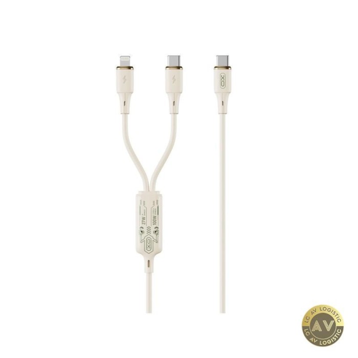 Cablu Incarcare USB-C - Lightning / USB-C XO Design NB-Q262 2in1 100W 1.2m Bej