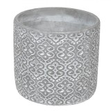 Masca Ghiveci Flori Ciment Alb Gri Reliefat 13.5x12.5cm, Ghiveci Decorativ cu Picioare Antiderapante