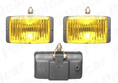 Proiector auto Wesem 12/24V rectangular bec H3 partea stanga/dreapta 138x78x60mm sticla galbena carcasa neagra, cu lumina de ceata foto