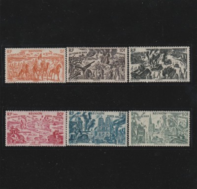 Reunion , Colonii franceze 1946 - Omnibuse , Din Ciad la Rhin serie 6 valori, dantelate , MNH , Mi.303-308 foto