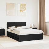 Cumpara ieftin Cadru de pat cu sertar Negru 150 x 200 cm Lemn prelucrat