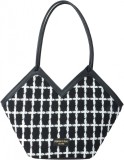 Geanta de umar pentru femei LUI SUI, piele PU/poliester, alb/negru, 40 x 12 x 28 cm