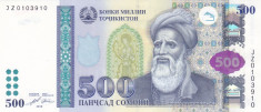 Bancnota Tadjikistan 500 Som 2010 - P22 UNC foto