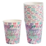 Set de 12 Pahare de Petrecere Multicolor Happy Birthday, CMCLASS