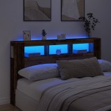 vidaXL Tăblie pat cu LED lemn vechi 180x18,5x103,5 cm lemn prelucrat