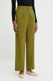 United Colors of Benetton pantaloni culoarea verde, drept, high waist, 4YVXDF09R