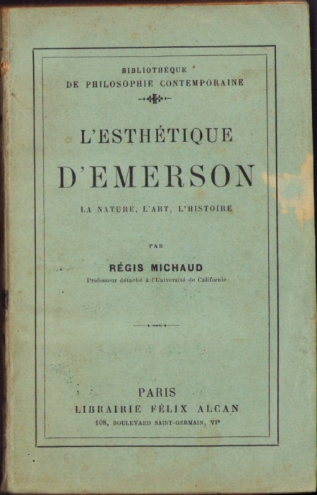 HST C2162 L&#039;esthetique d&#039;Emerson La nature l&#039;art l&#039;histoire 1927 Regis Michaud