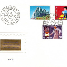 TIMBRU SPECIAL SEC DIN ELVETIA 1969 FDC COVER POZA IN RELIEF