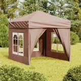 VidaXL Cort pliabil pentru petrecere, pereți laterali, taupe, 2x2 m