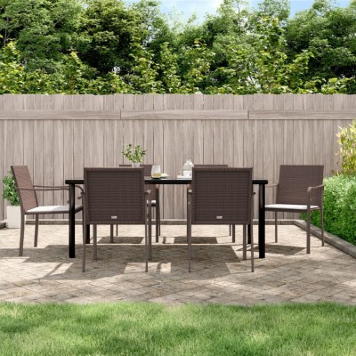 vidaXL Set mobilier de grădină cu perne, 7 piese, poliratan și oțel 3186965 foto