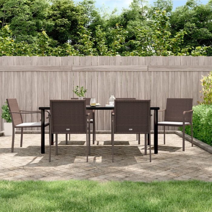 vidaXL Set mobilier de grădină cu perne, 7 piese, poliratan și oțel 3186965