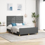 vidaXL Cadru de pat, gri &icirc;nchis, 140x200 cm, textil
