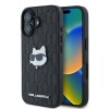 Husa iPhone 16 - Karl Lagerfeld Hardcase Leather Monogram (KLHCP16SPGKLCHPK) - Choupette Head Pin