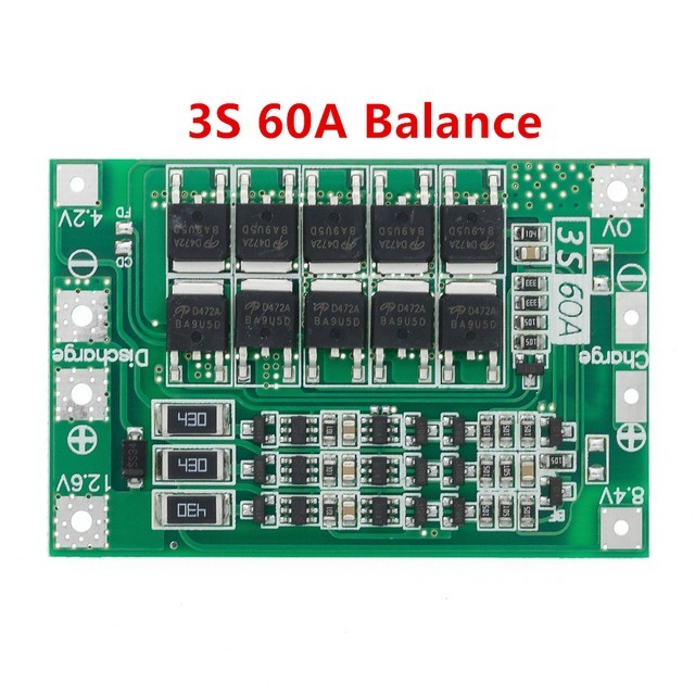 Modul protectie si incarcare 3x18650 litiu 60A balansat