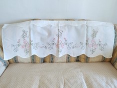 Perdeluta Vintage din bumbac cu cusatura decorativa manuala cu flori foto