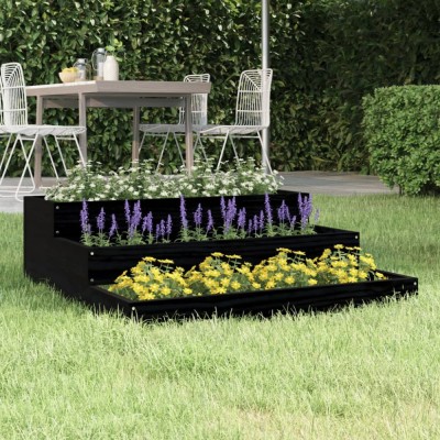 vidaXL Jardinieră, negru, 78x78x27 cm, lemn masiv de pin 823910 foto