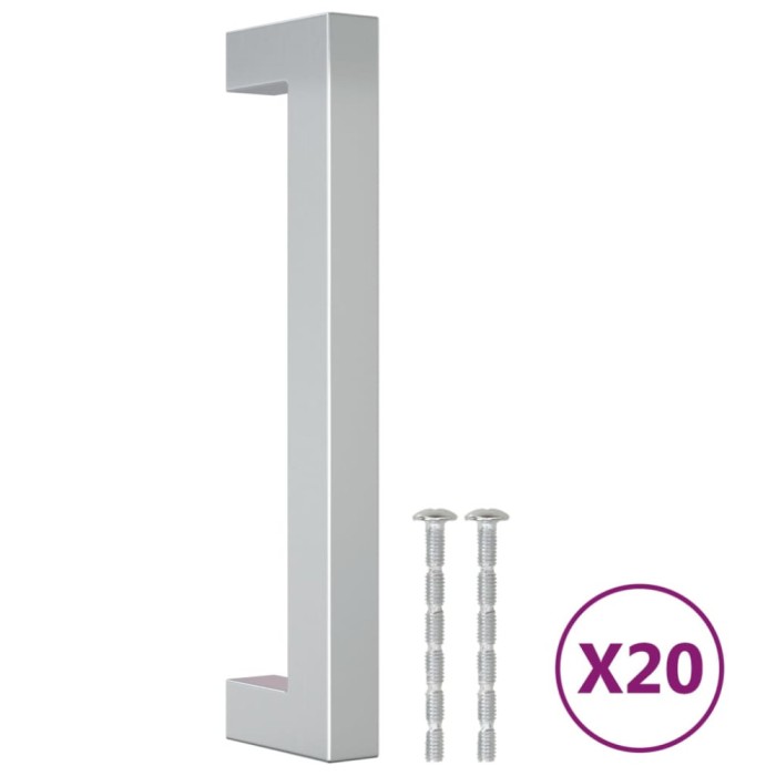 Manere de dulap, 20 buc., argintiu, 128 mm, otel inoxidabil