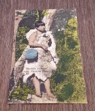 Argentina Carte Poștală Veche &ndash; Indigen din Tierra del Fuego, Fotografie Etnografică Colorată, Editura Z. Fumagalli Buenos Aires