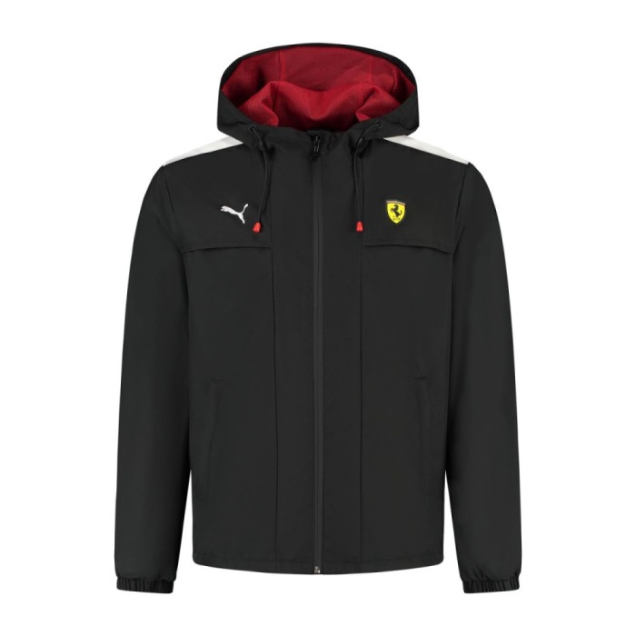 Ferrari geacă de bărbați cu glugă Rain black F1 Team 2025 - L