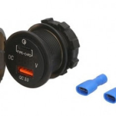 Adaptor bricheta USB Gniazdo USB DC 12-24V; DC 5V/3.6A (C-type additional socket; Motorcycle)