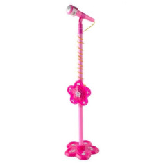 Microfon de jucarie karaoke cu amplificator voce si stativ reglabil, culoare roz
