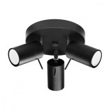 Lustră De Tavan Ring Negru Oțel 3 Becuri Tub Modern De Interior