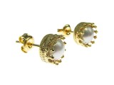Cercei Princess argint placat cu aur cu perle albe de cultura 6 MM