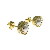 Cercei Princess argint placat cu aur cu perle albe de cultura 6 MM