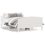 Cumpara ieftin Cadru de pat fara saltea, alb, 120x190 cm, lemn masiv pin