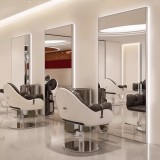 Consolă coafură, barberie, cosmetică cu oglindă LED 200x80 PRO argintie