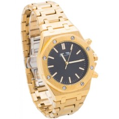 Ceas B?rb?tesc Matteo Ferari Gold &amp; Black &ndash; Octogonal 52 mm &ndash; Carcas? ?i Br??ar? Aurie &ndash; Cadran Negru &ndash; MF169C-BG