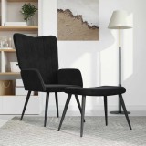 Scaun de relaxare cu taburet, negru, catifea