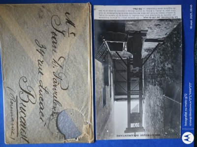 Sala Ghilotinei Franta.Superba carte postala ,exceptionala , in plic transparent , scriere artistica ,scriere caligrafica foto