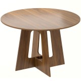 HOMCOM Masă rotundă pentru 4 persoane, &Oslash; 110 x 73,5 cm, masă de bucătărie cu bază &icirc;n cruce, maro | Aosom Romania