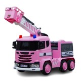 Cumpara ieftin Masinuta electrica de pompieri pentru copii 2-7 ani, Kinderauto B911, 140W, 12V-10Ah, accesorii incluse, bluetooth, roz