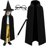 Costum magician pentru copii, set 4 piese Kruzzel, negru