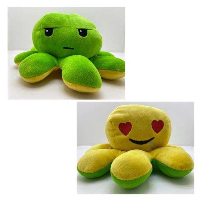 Jucarie de plus caracatita Moody reversibila galben-verde