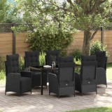 VidaXL Set de dining pentru grădină , 7 piese, culoare neagră din rattan poliester.