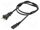 Cablu IEC C7 mamă 1m 2x0,75mm2 7A LIAN DUNG, negru
