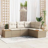 vidaXL Set de canapele pentru grădină cu pernă 5 pcs Bej Rattan poli 3348077