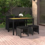 Cumpara ieftin Set de masă pentru grădină cu perne, 5 piese, negru, poliratan