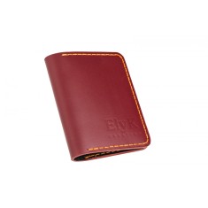 Portcard din piele naturala, lucrat si cusut manual, Orion, Handmade, Visiniu, Produs in Romania