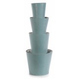 Cumpara ieftin Set 4 ghivece piele ecologica gri petrol 19x16 cm, 15x14 cm, 13x12 cm, 10x10.5 cm