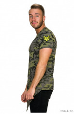 Tricou Asimetric cu Imprimeu Army pentru Barbati foto