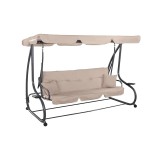 Balansoar gradina Bellavista Slim bej 3 persoane, pat balansoar stabil, cadru otel, copertina reglabila, confort
