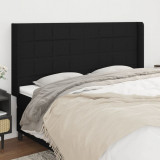 Tablie de pat cu aripioare, negru, 163x16x118/128 cm, textil GartenMobel Dekor, vidaXL