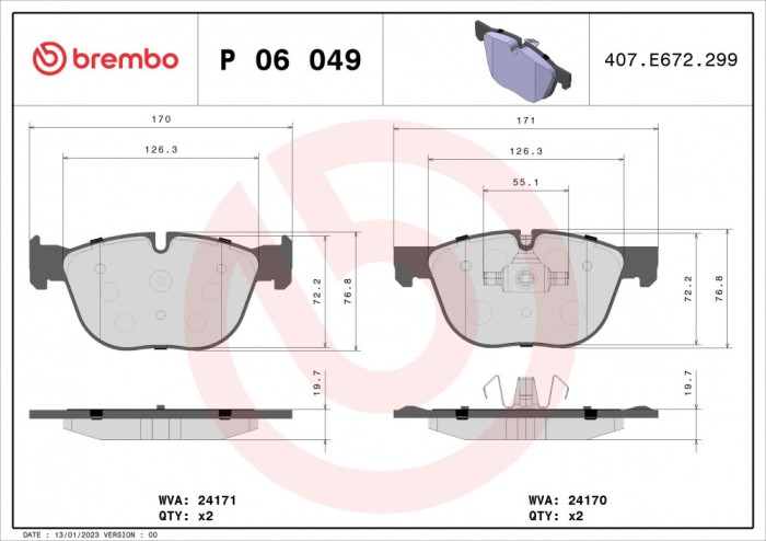 BREMBO P 06 049 PRIME LINE set placute frana,frana disc