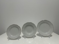 Serviciu de Masa pentru 18 piese rotund, Apulum, margine aurie, valurit foto