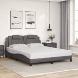 VidaXL Cadru de pat cu tăblie, gri, 160x200 cm, piele ecologică